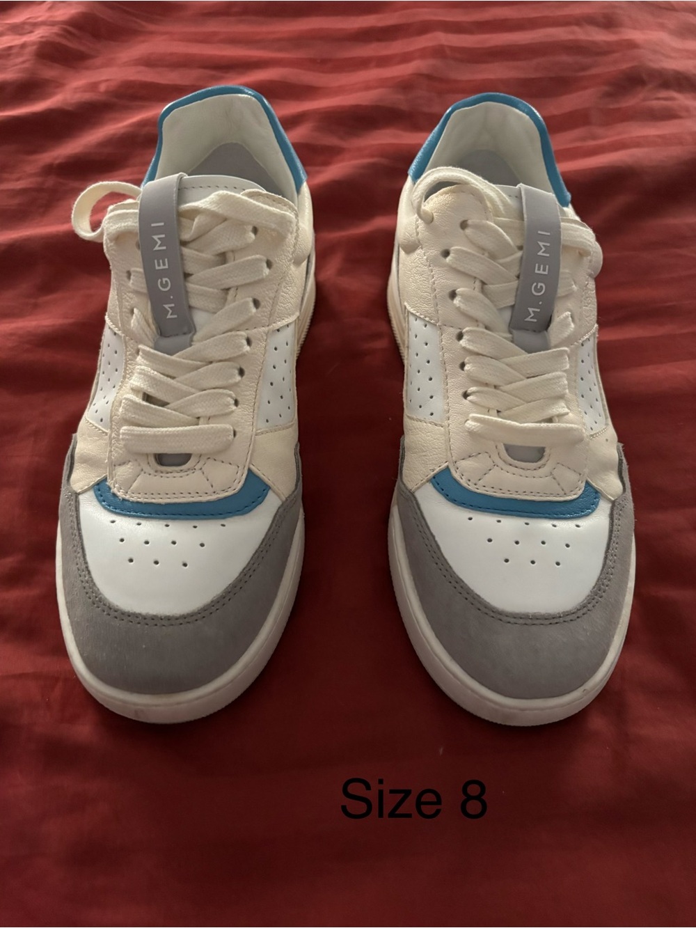 M. Gemi women White & blue Leather Sneakers size 8
